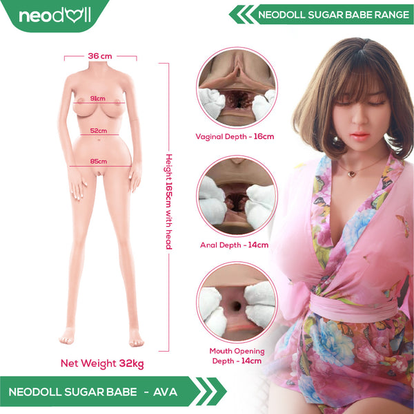 Neodoll Sugar Babe - Ava - Realistic Sex Doll - Gel Breast - Uterus - 165cm - Natural