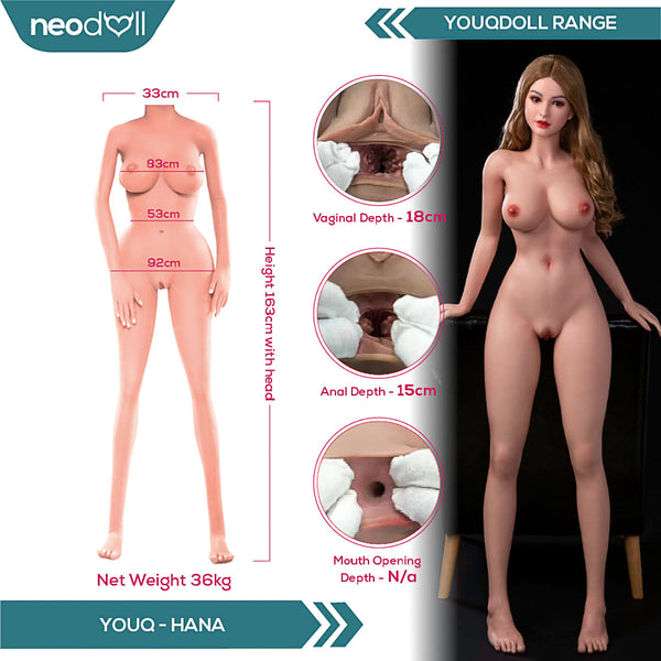Youqdoll - Hana - Realistic Silicone Sex doll - 163cm - Natural