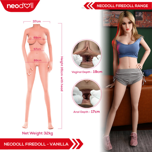 Fire Doll - Vanilla - Realistic Sex Doll - 161cm - Natural - Gel Breast