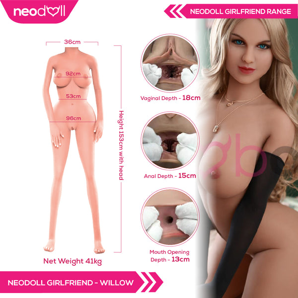 Neodoll Girlfriend Willow - Realistic Sex Doll - 153cm - Tan