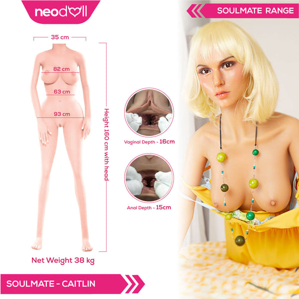 Soulmate - Caitlin - Full Silicone Sex Doll - Gel Breast - 160cm - Tan
