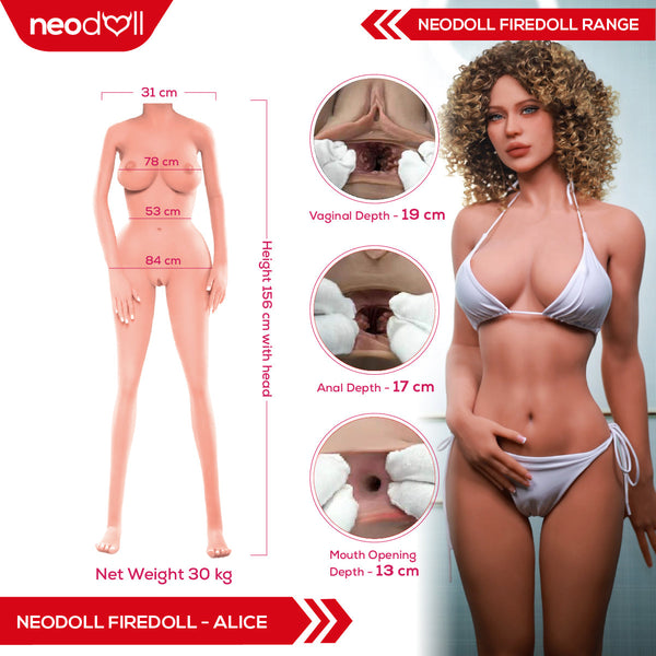 Fire Doll - Alice - Realistic Sex Doll - 156cm - LightTan - Gel Breast