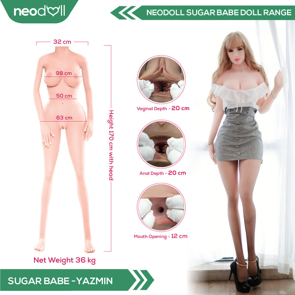 Neodoll Sugar babe - Yazmin - Realistic Sex Doll - Gel Breast - Uterus - 170cm- Natural