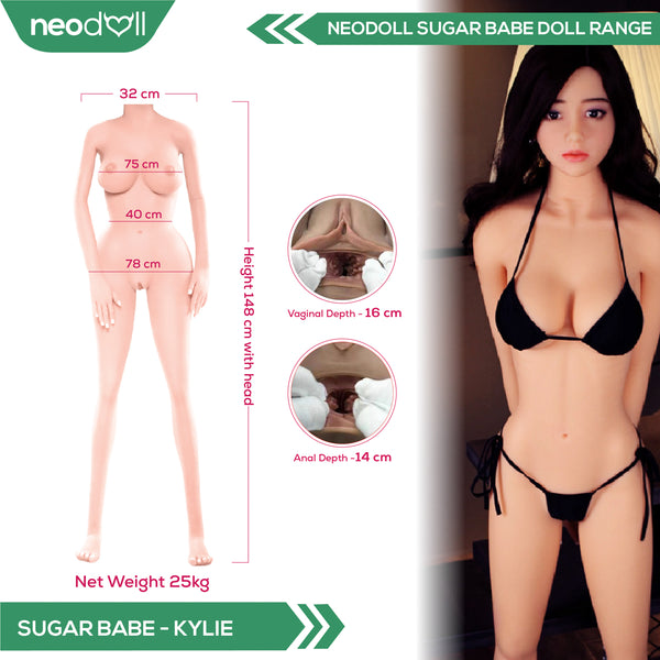 Neodoll Sugar Babe - Kylie - Realistic Sex Doll - Gel Breast - Uterus - 148cm - Natural