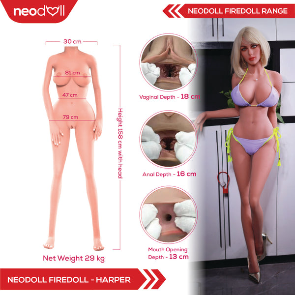 Fire Doll - Harper - Realistic Sex Doll - 158cm - Light Tan - Gel Breast