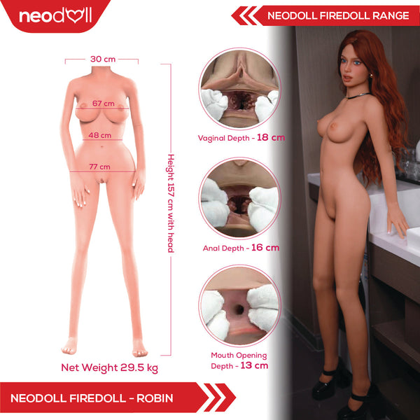 Fire Doll - Robin - Realistic Sex Doll - 157cm - Light Tan - Gel Breast - Movable Jaw