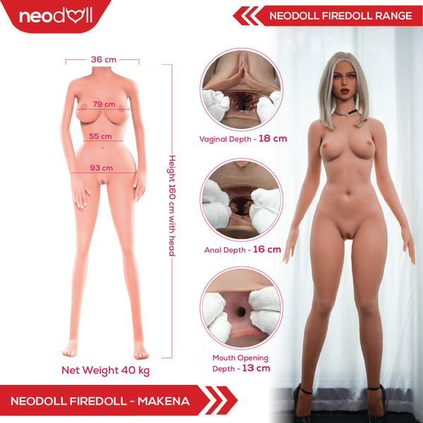 Fire Doll - Makena - Realistic Sex Doll - 160cm - Light Tan - Gel Breast - Movable Jaw