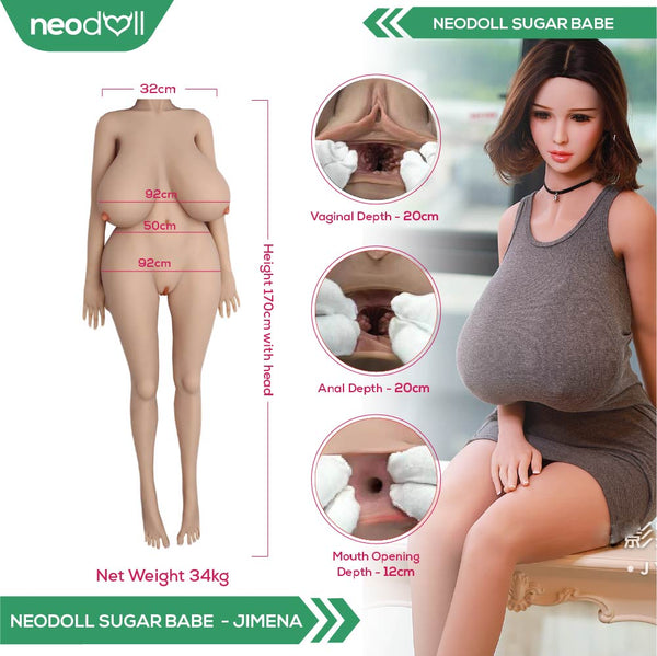 Neodoll Sugar Babe - Jimena - Realistic Sex Doll - Gel Breast - Uterus - 170cm - Natural