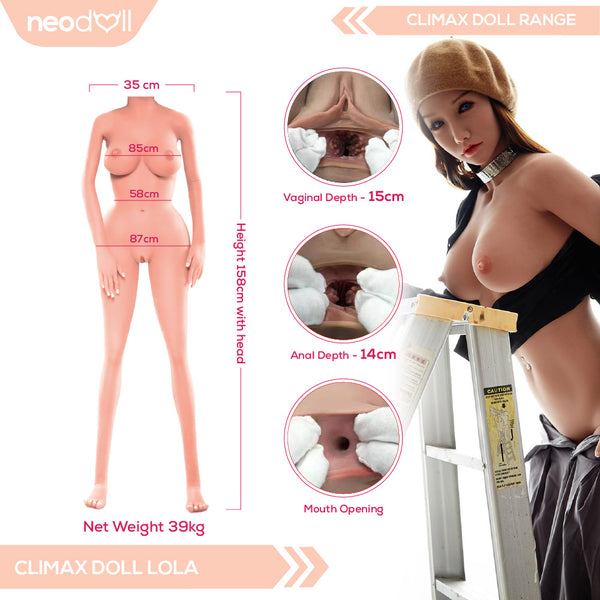 Climax Doll - Lola - Realistic Sex Doll - Gel Breast - 158cm - Tan