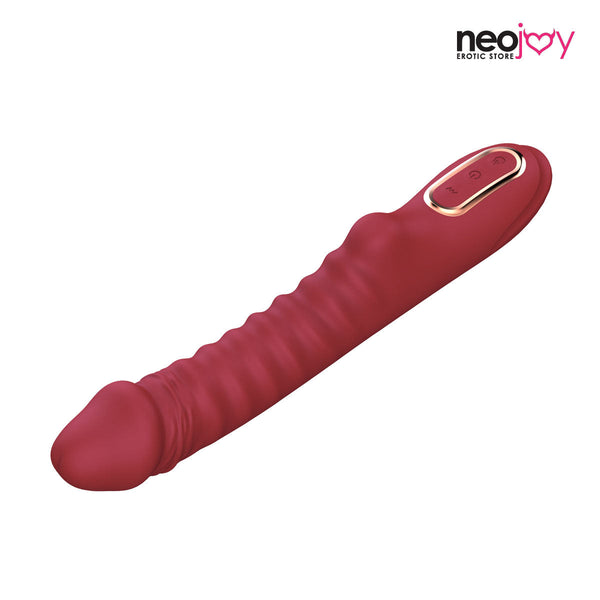 Neojoy - Realistic Dildo Vibrator with 10 Vibrating and 3 Heating Modes With Rounded Texture - Grape Red