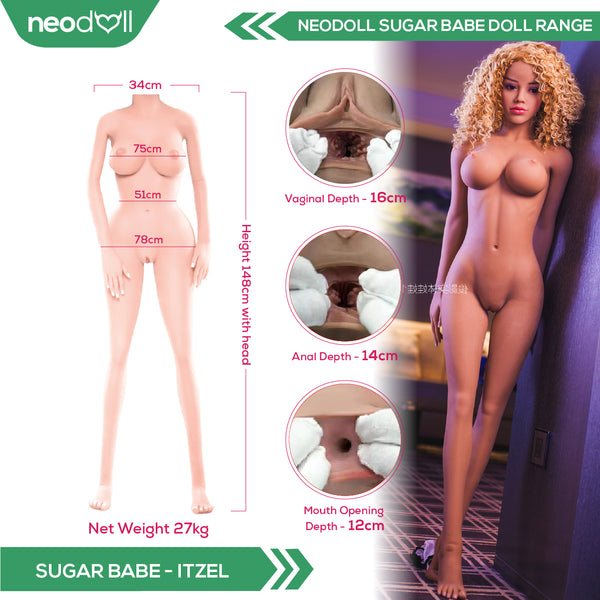 Neodoll Sugar babe - Itzel - Realistic Sex Doll - Gel Breast - Uterus - 148cm - Tan