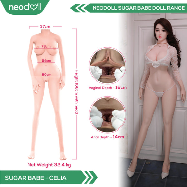 Neodoll Sugar Babe - Celia - Realistic Sex Doll - Gel Breast - Uterus - 168cm - Natural