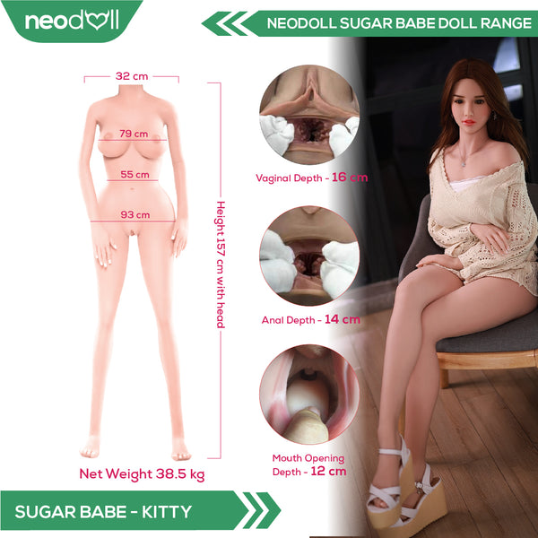 Neodoll Sugar Babe - Kitty - Realistic Sex Doll - Gel Breast - 157cm - Natural