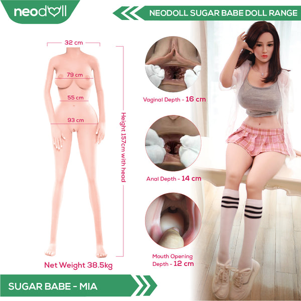 Neodoll Sugar Babe - Mia - Realistic Sex Doll - Gel Breast - 157cm - Natural