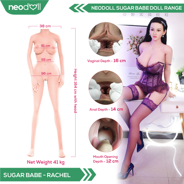 Neodoll Sugar Babe - Rachel - Silicone TPE Hybrid Sex Doll - Gel Breast - Uterus - 164cm - Natural