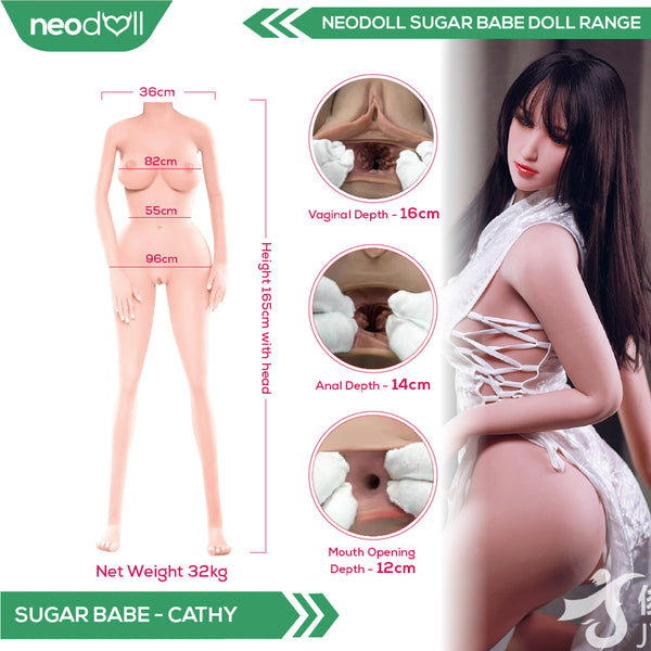 Neodoll Sugar Babe - Cathy - Realistic Sex Doll - Gel Breast - Uterus - 165cm - Natural