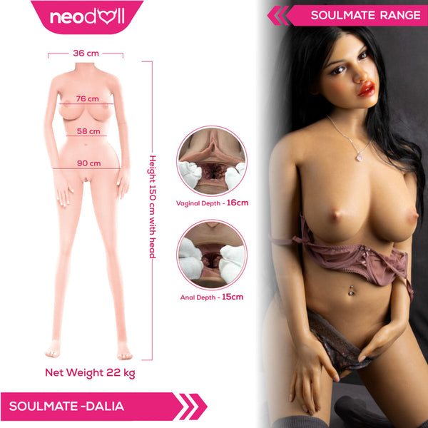 Soulmate - Dalia - Full Silicone Sex Doll - Gel Breast - 150cm - Tan - Implanted hair