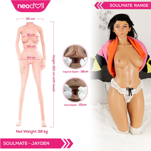 Soulmate - Jayden - Full Silicone Sex Doll - Gel Breast - 160cm - Tan - Implanted hair