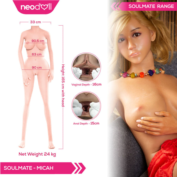 Soulmate - Micah - Full Silicone Sex Doll - Gel Breast - 165cm - Tan - Implanted hair