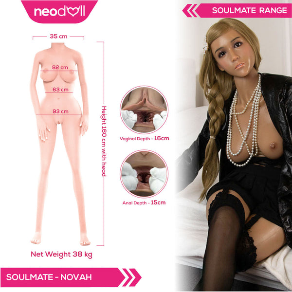 Soulmate - Novah - Full Silicone Sex Doll - Gel Breast - 160cm - Tan - Implanted hair