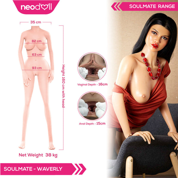 Soulmate - Waverly - Full Silicone Sex Doll - Gel Breast - 160cm - Tan - Implanted hair
