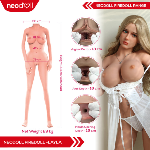 Fire Doll - Layla - Realistic Sex Doll - 158cm - Light Tan - Gel Breast