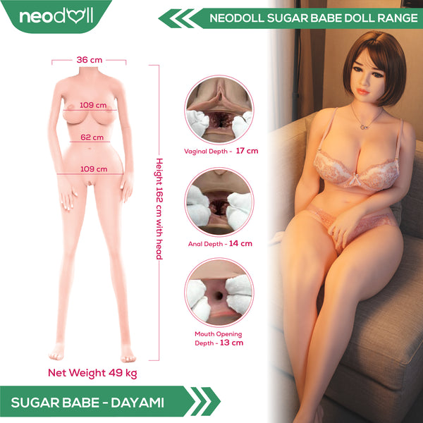 Neodoll Sugar babe - Dayami - Realistic Sex Doll - Gel Breast - Uterus - 162cm- Natural