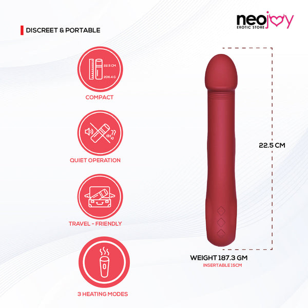 Neojoy - Realistic Dildo Vibrator with 10 Vibrating and 3 Heating Modes - Grape Red