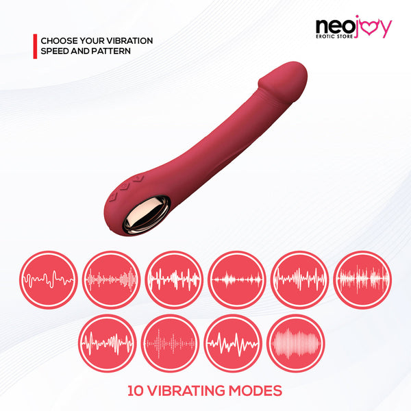 Neojoy - Realistic Dildo Vibrator with 10 Vibrating and 3 Heating Modes - Grape Red