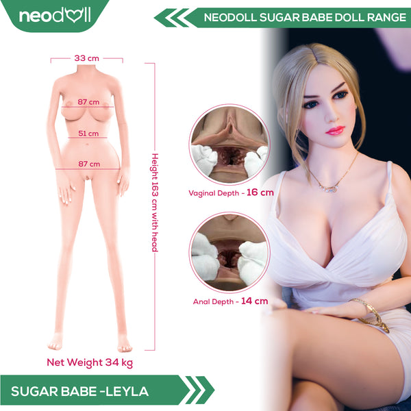 Neodoll Sugar Babe - Leyla - Realistic Sex Doll - Gel Breast - Uterus - 163cm - White