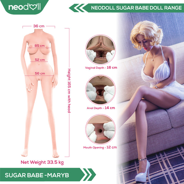 Neodoll Sugar Babe - Maryb - Realistic Sex Doll - Uterus - 165cm - Tan