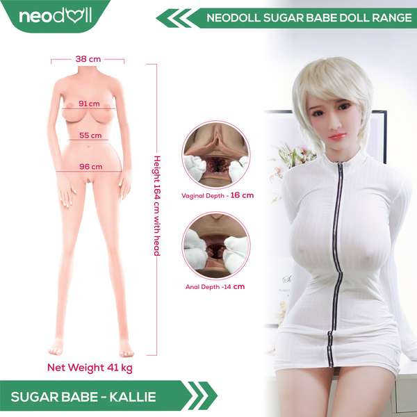 Neodoll Sugar Babe - Kallie - Realistic Sex Doll - Gel Breast - Uterus - 164cm - Natural