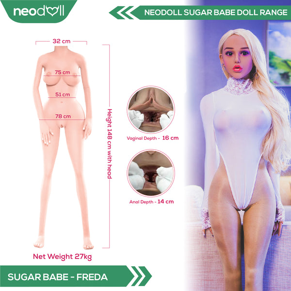 Neodoll Sugar babe - Freda - Realistic Sex Doll - Gel Breast - Uterus - 148cm - Tan