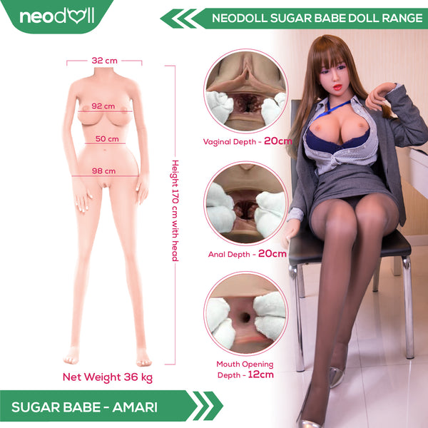 Neodoll Sugar Babe - Amari - Realistic Sex Doll - Gel Breast - Uterus - 170cm - Natural