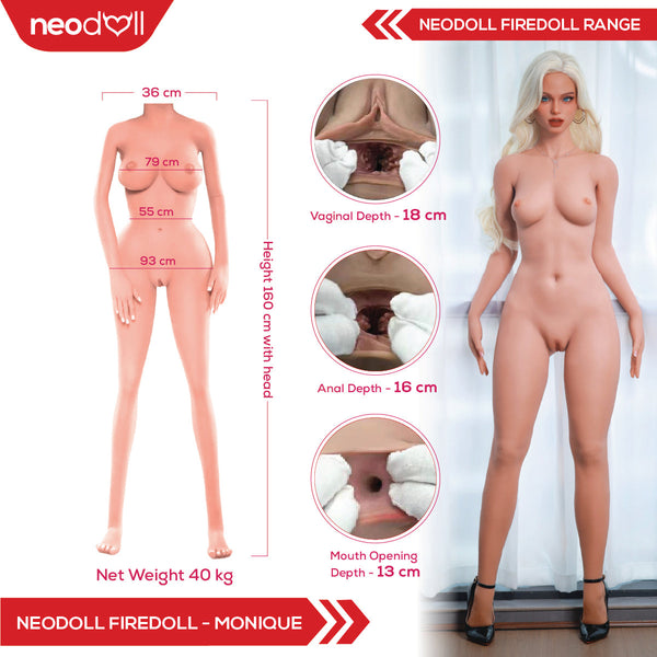 Fire Doll - Monique - Realistic Sex Doll - 160cm - Light Tan - Gel Breast - Movable Jaw