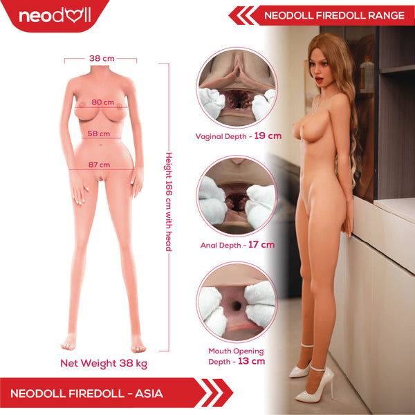 Fire Doll - Asia - Realistic Sex Doll - 166cm - Light Tan - Gel Breast - Movable Jaw